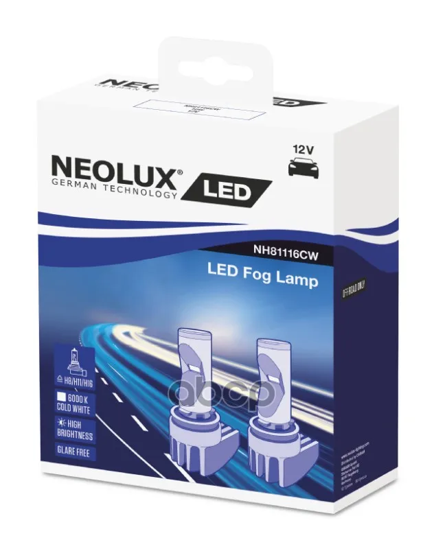 Nh81116cw_к-Кт Ламп Led Technology! 2шт. (H8/11/16) 12v 13w Pgj19-X 6000k (Картон) Neolux арт. NH81116CW | Автомобили и