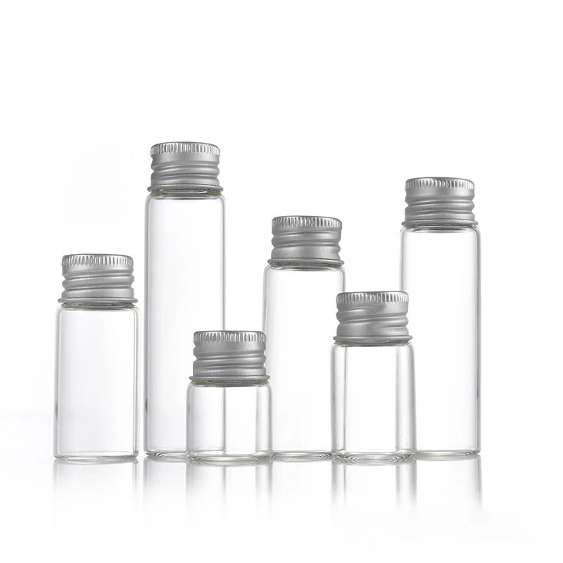 

1PCS 6ml 35*22mm Glass Bottles With Aluminium Lids Small Glass Jars Transparent Medicine Powder Test Tube Bottle Diy Craft