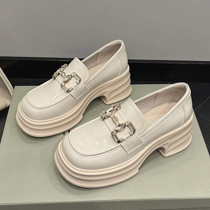 

Autumn and winter new loafers increase height 7cm thick-soled fashion round toe casual shoes simple ankle pu leather shoes women