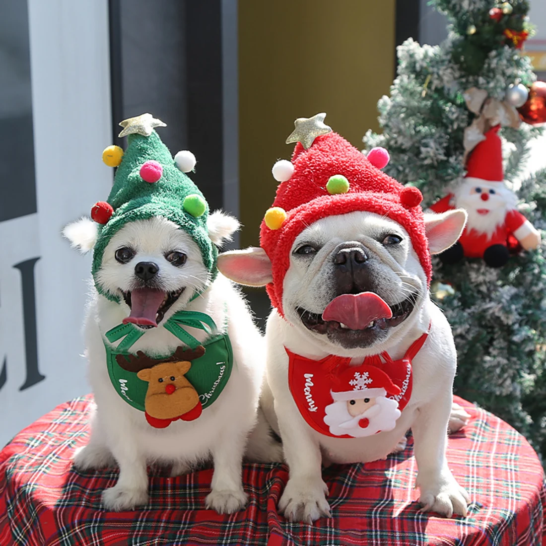 

Lovely Christmas Pet Decorations Cute Pet Hat Antlers Saliva Towel for Dog Cat Autumn Winter Clothes For Pets Dress Up Supplies