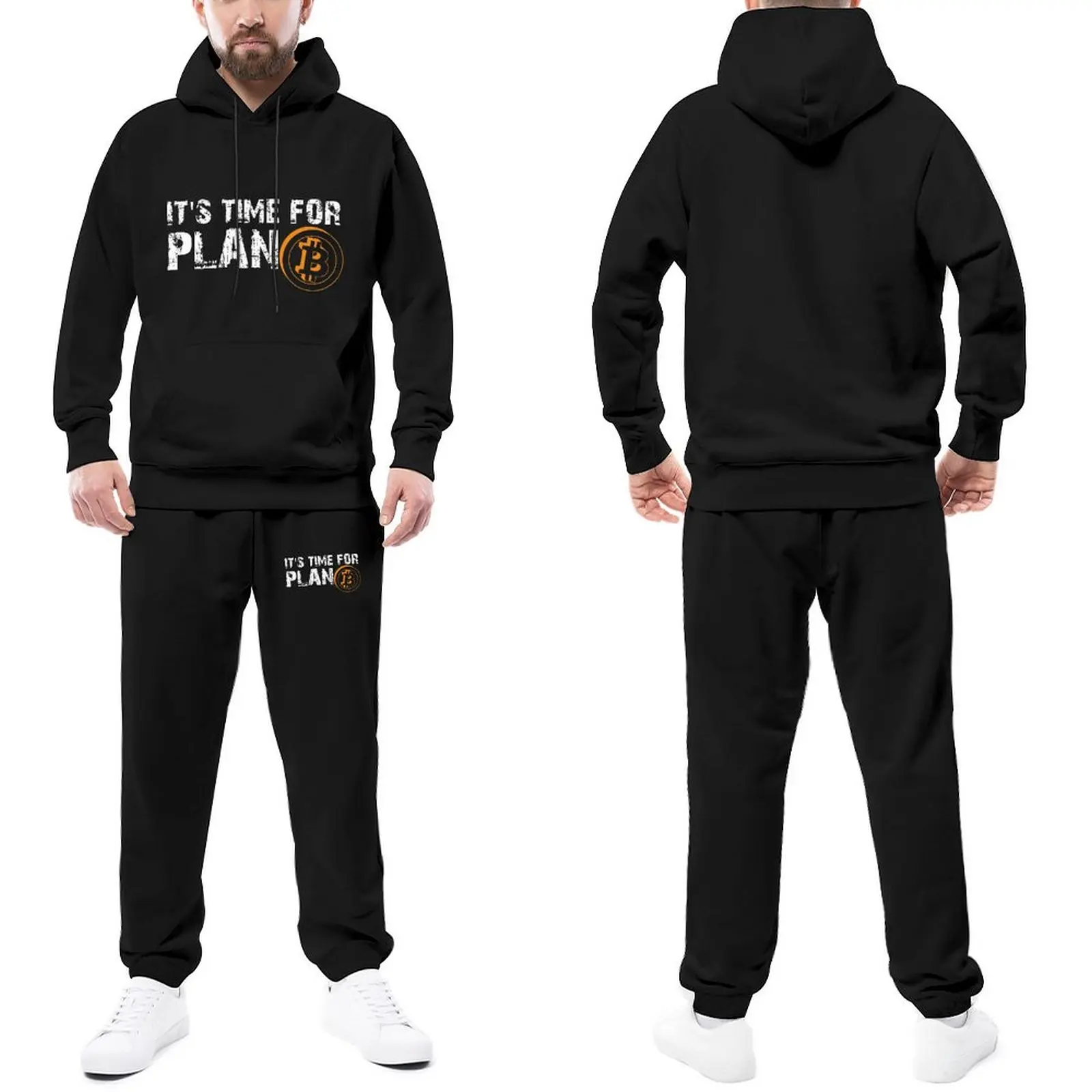

Time For Plan Bitcoin Cryptocurrency Trapstar Tracksuits Virtual Streetwear Jogger Sportswear Gym Hip Hop Hoody Sweatpant Set