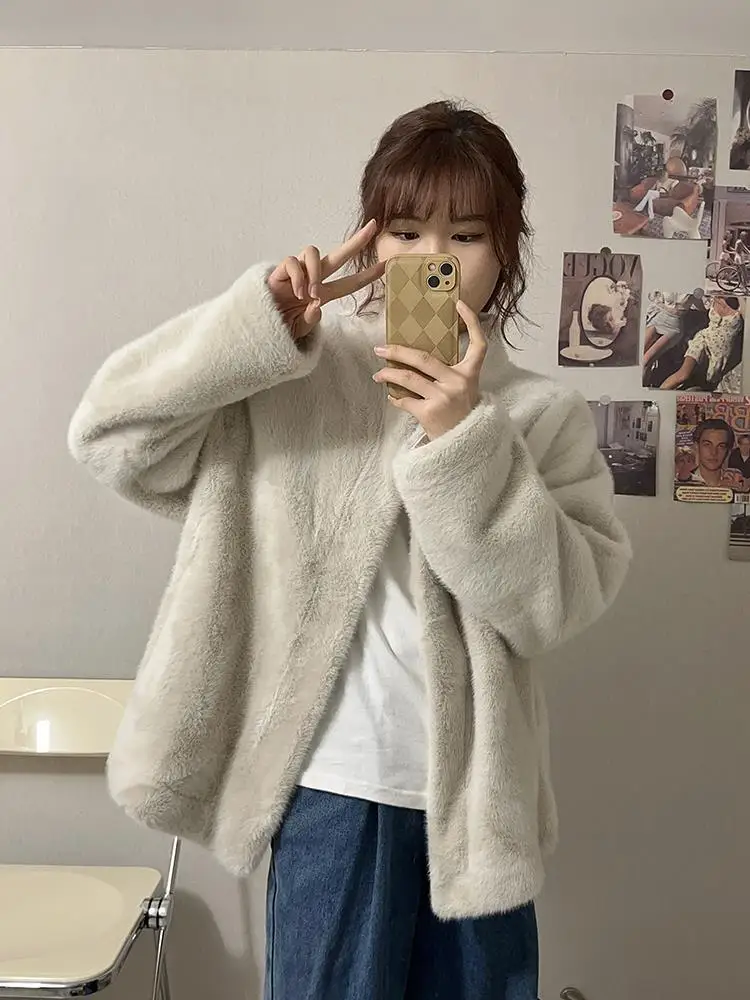 Coat Women's winter long languid fur one-piece top