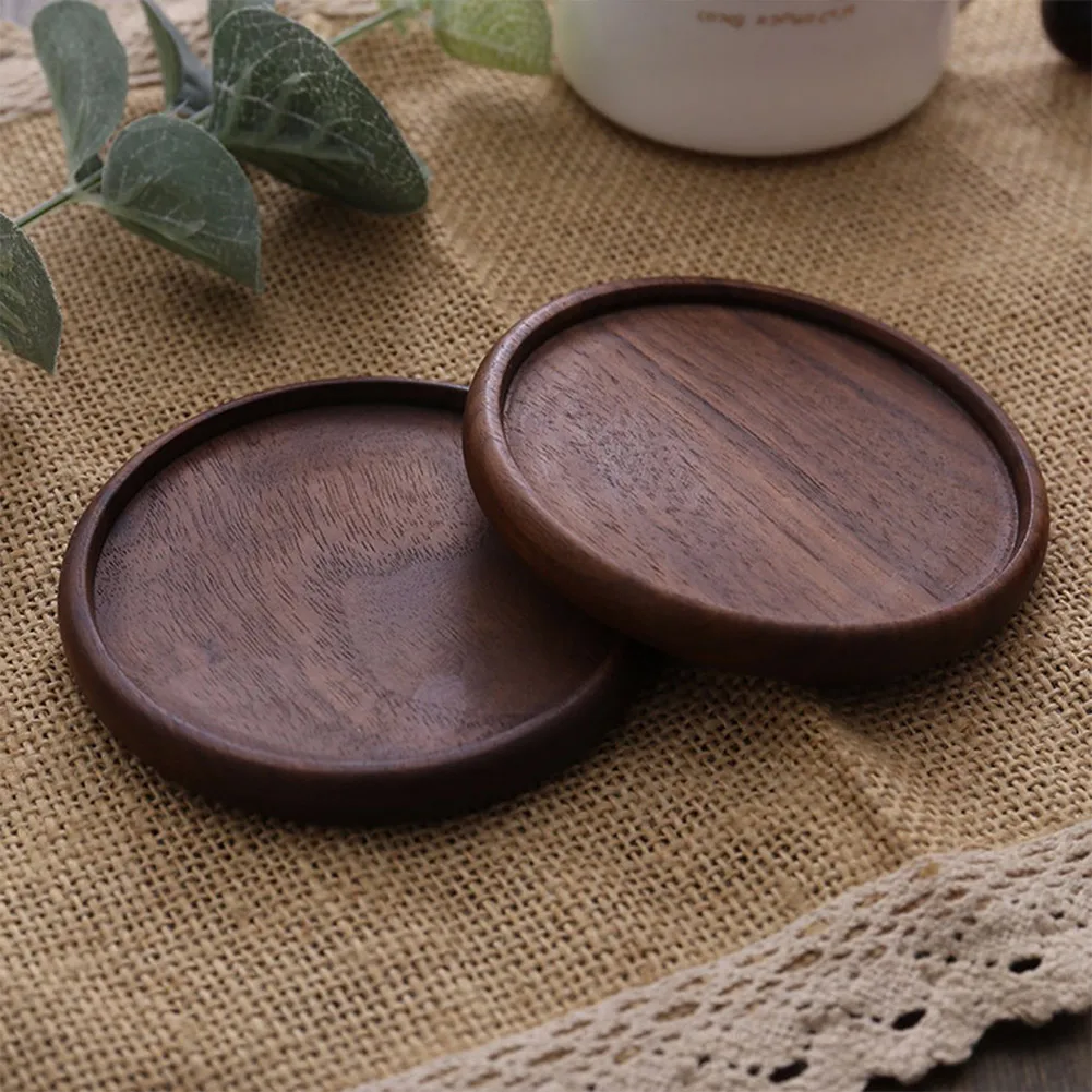 1PC Wooden Coaster Tea Coffee Cup Pad Placemats Decor Walnut Wood Coasters Durable Heat Resistant Round Bowl Teapot Mat