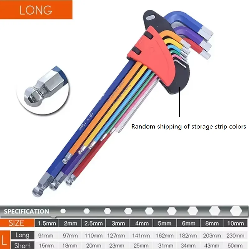 

Набор шестигранных ключей L из хромованадиевой стали 9 шт.