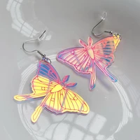 colorful fairy iridescent butterfly luna moth earrings for women cute hypoallergenic butterflies earring party jewerly wholesale