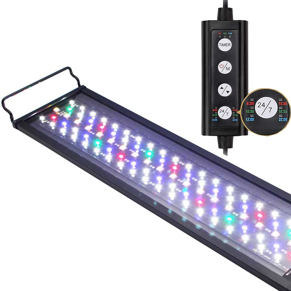 

24/7 Lighting Aquarium LED Light Sunrise Daylight Moonlight and DIY Mode Adjustable Timer Adjustable Brightness Light
