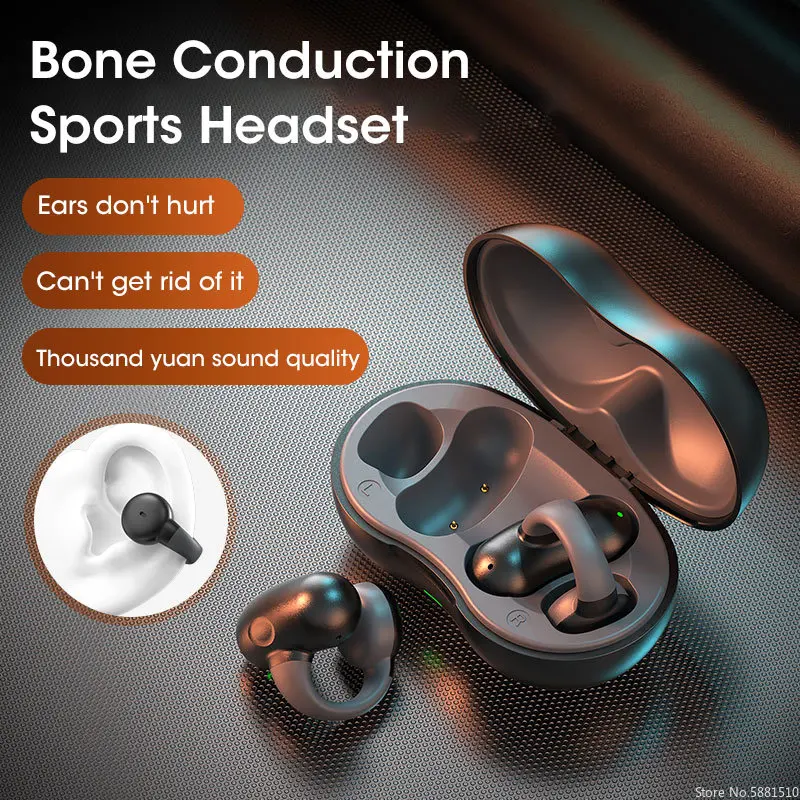 

New wireless headset earclip type bone conduction Bluetooth 5.3 headset sports headset earplug earhook for exercise driving