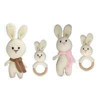 crochet bunny rattle supplies cloth decoration with bb call interactive toy infant gift for baby brain training