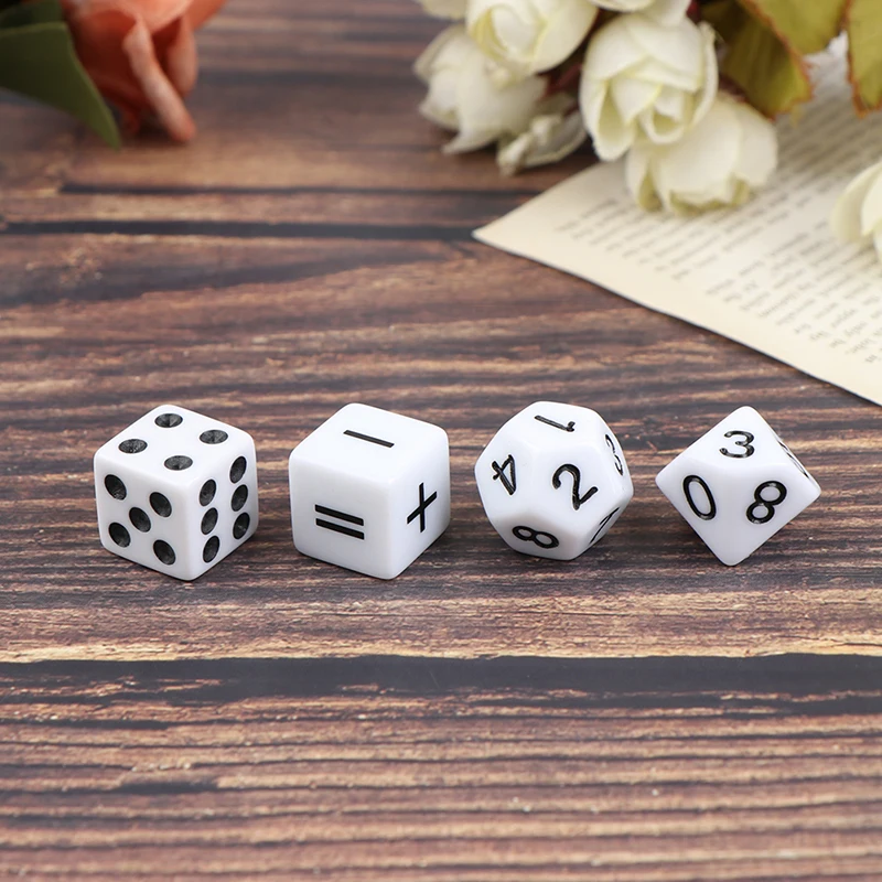 24 Pcs/Pack Dice Mathematical Arithmetic Cube Symbol Auxiliary Teaching Tool Add Subtract Multiply Divide Acrylic Fraction Dice images - 6