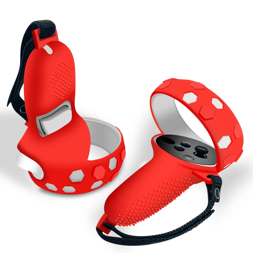 

Силиконовый защитный чехол с ручкой VR для контроллера Oculus Quest 2, ремешок для аксессуаров Oculus Quest 2 VR (красный)