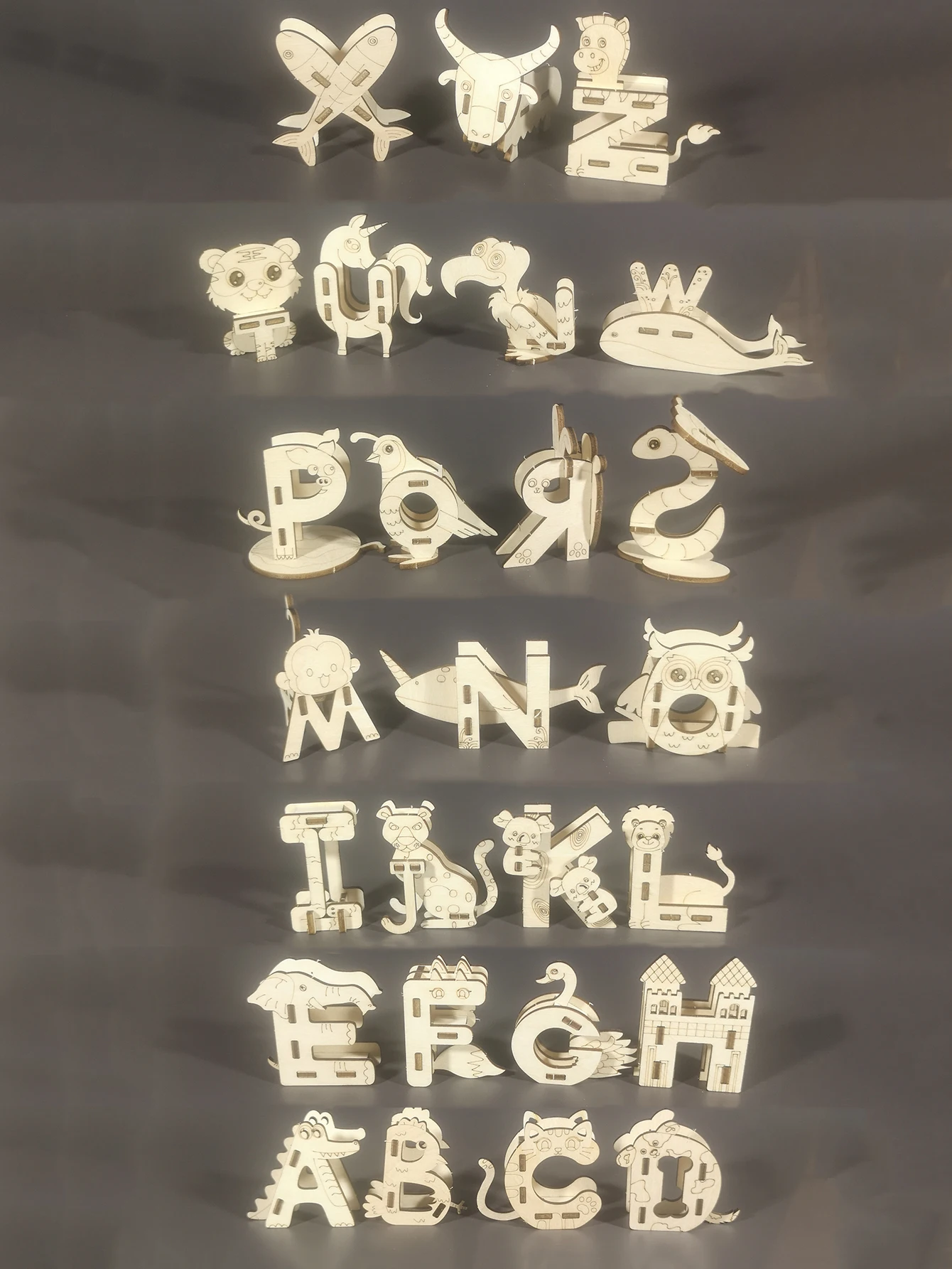 3D Деревянный пазл 26 букв животных модель модели наборы сделай сам маленький