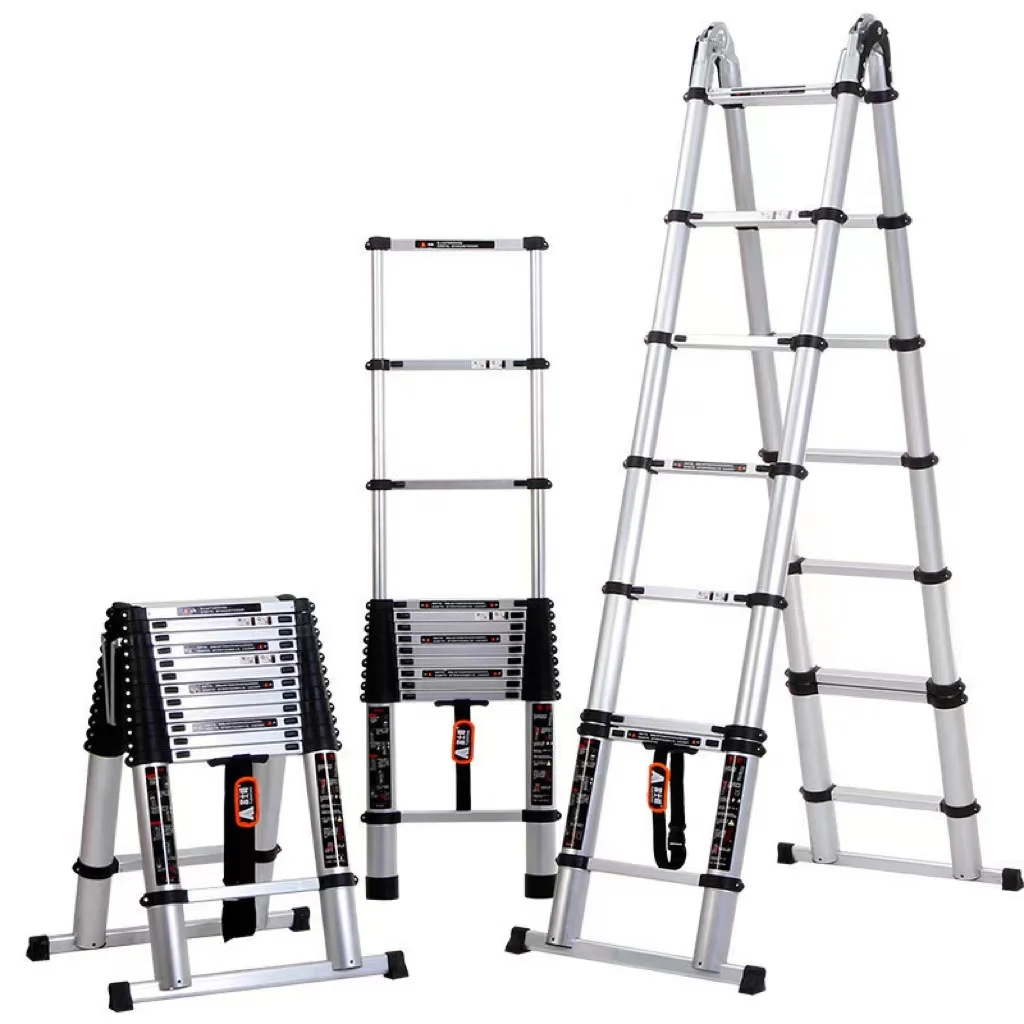 

aluminum ladder with platform telescopic folding stair stainless stackable telescopic ladder
