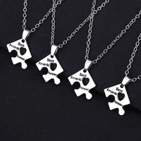 friendship jewelry choker best friends necklace puzzle fashion pattern 4pcsset