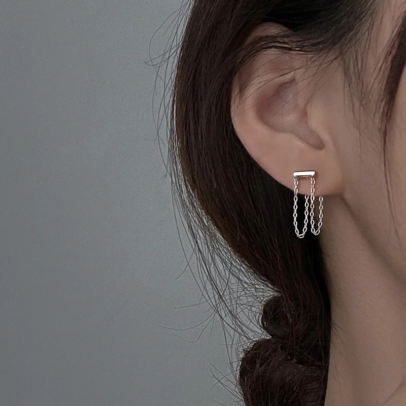 Women's Fashion Short Chain Tassel Drop Earrings Simple Style Geometric Earring Piercing Accessories Female Dangle Earring Gifts