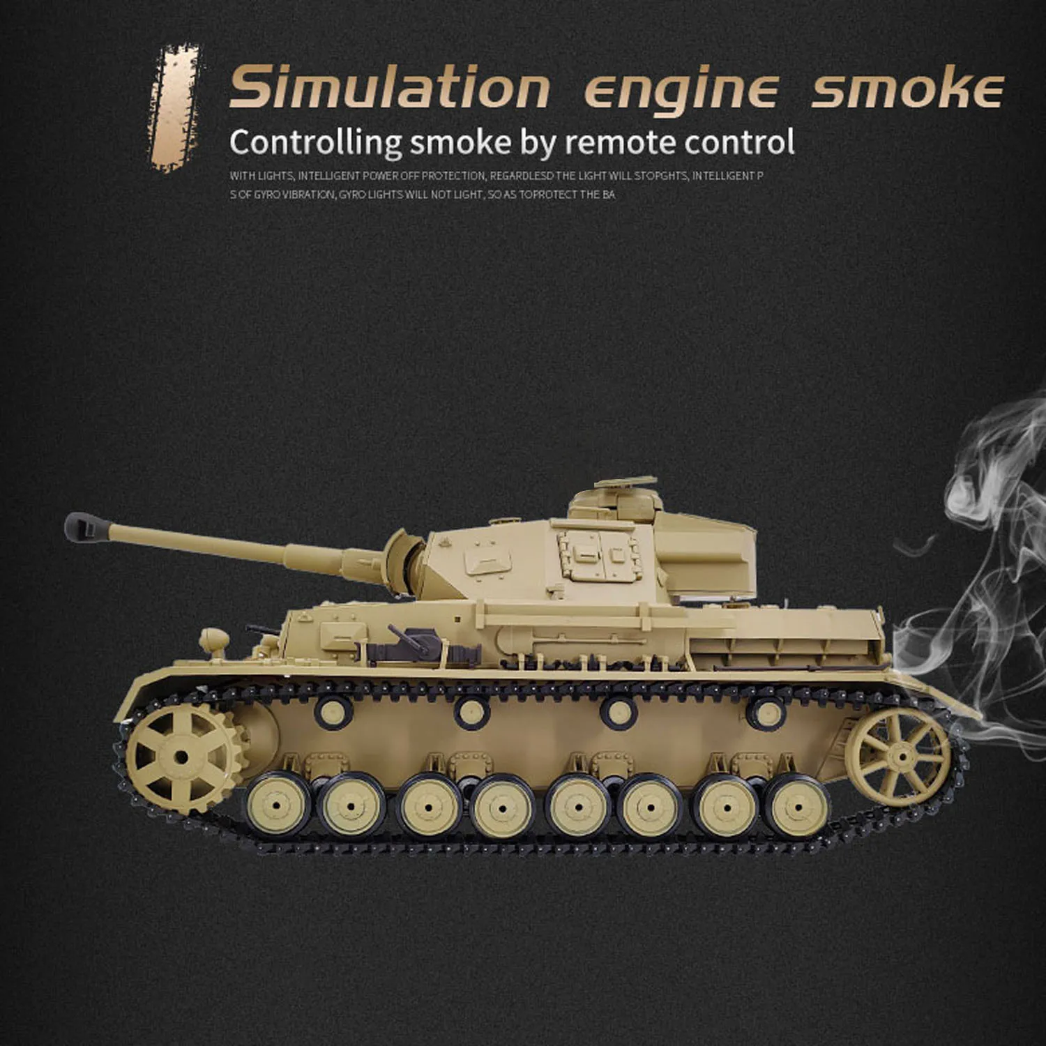 Игрушечный танк 1:16 7.0 Military RC Tank 3859 Panzer IV F2 RTR на радиоуправлении, боевой танк с ИК-пультом, стальной редуктор, игрушка-модель (art.: 3920da9e693af) - 3920da9e693af