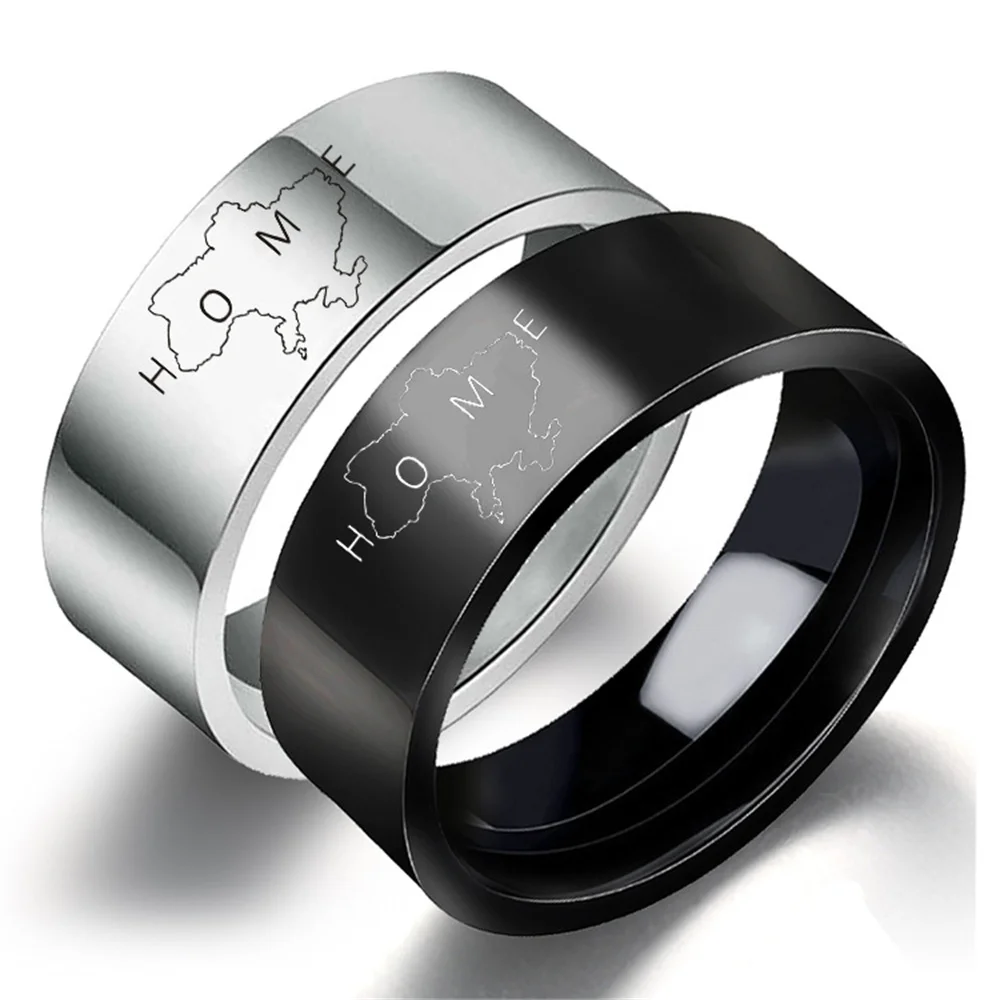 

New Men's and Women's Titanium Steel Ring HOME Ukraine National Fashion Lettering Rings 6/7/8/9/1011/12/13 Sizes