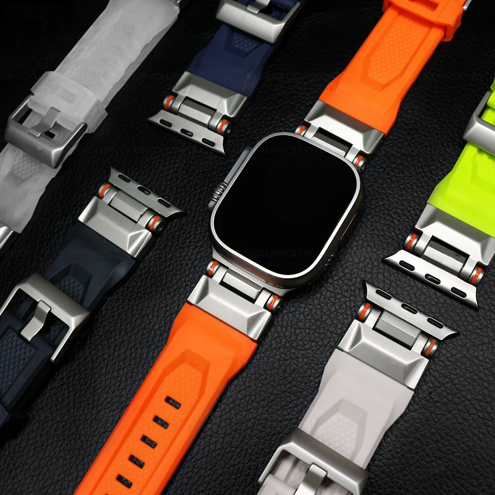 Роскошный ремешок для Apple Watch Ultra 2 1 Series 9 876 SE 54 жесткий дизайнерский iWatch