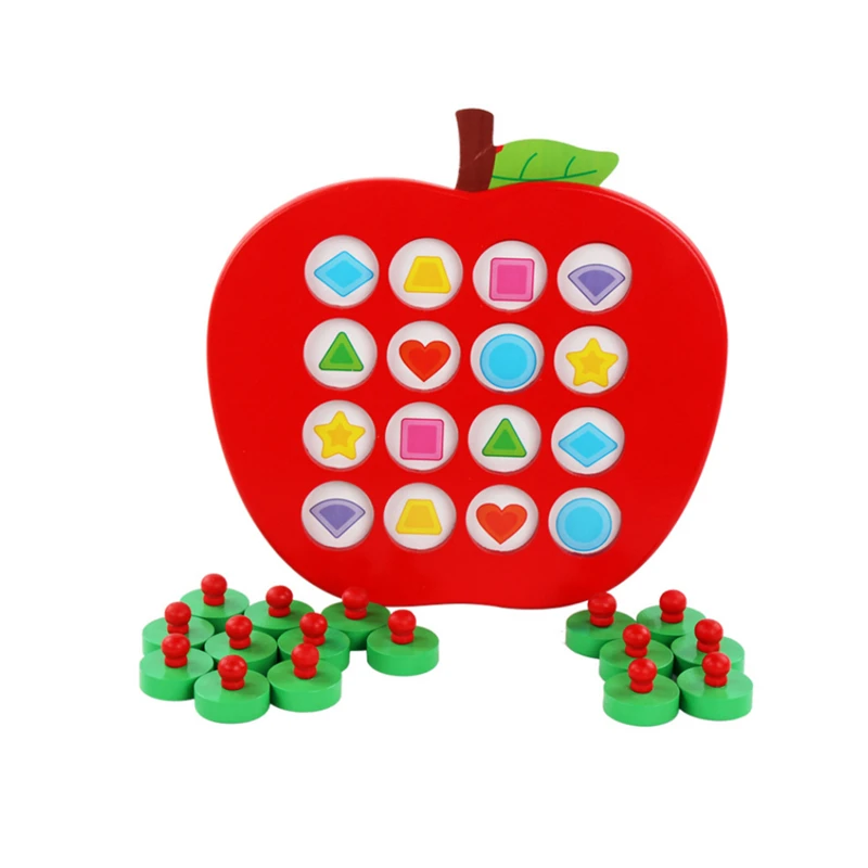 

Apple Shaped Memory Matching Chess Game Early Educational 3D Puzzle for Kids Wooden Puzzle Toys