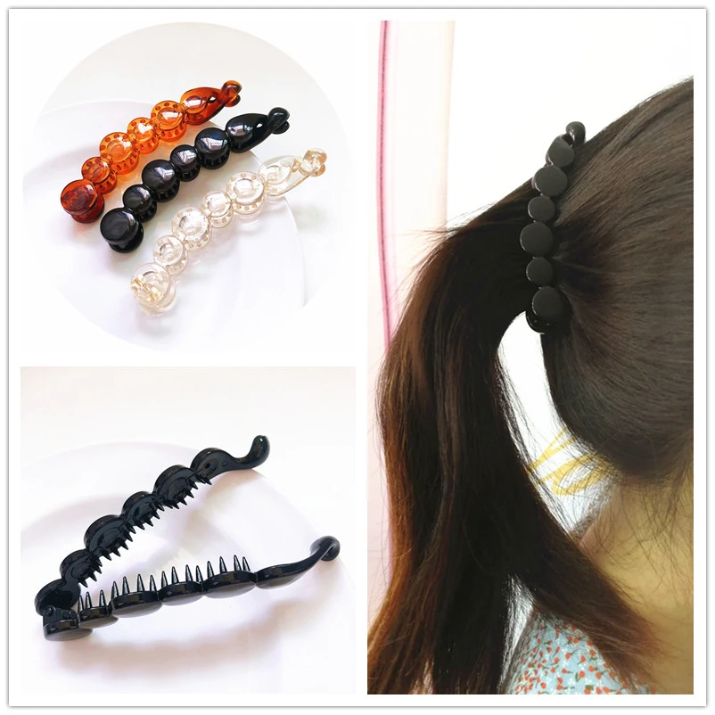 

10 Cm Free Hair Style Hairpins Banana Hair Clip for Women Solid Tortie Pearl Shape Hair Claw Twist Ponytail Holders Rena Chris