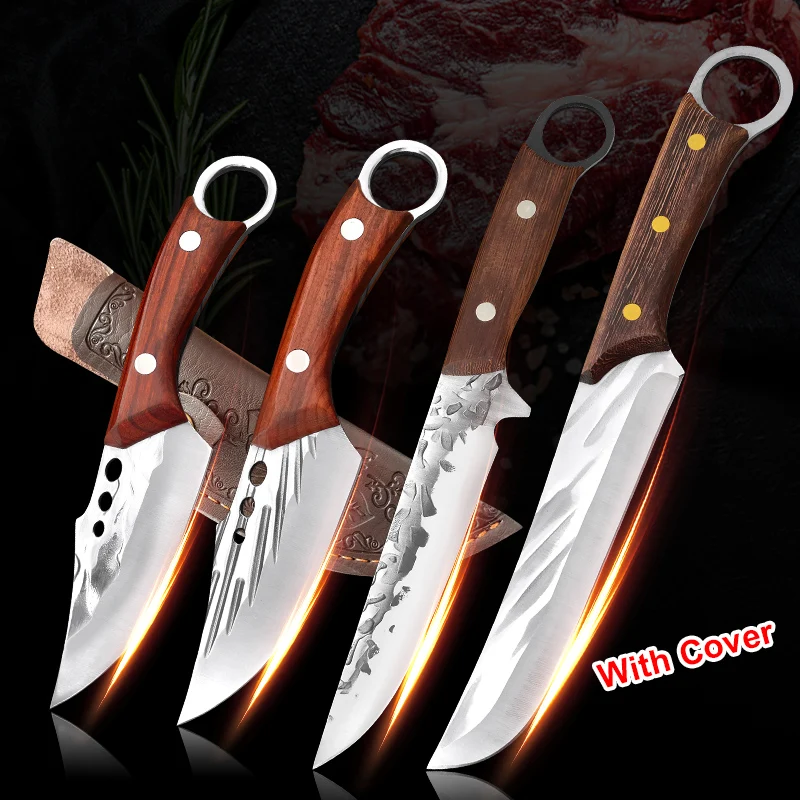 

Boning Knife Outdoor Barbecue Camping Survival Hunting Knife Wood Handle Straight Knife Cleaver Meat Kitchen Knives Chef Cooking