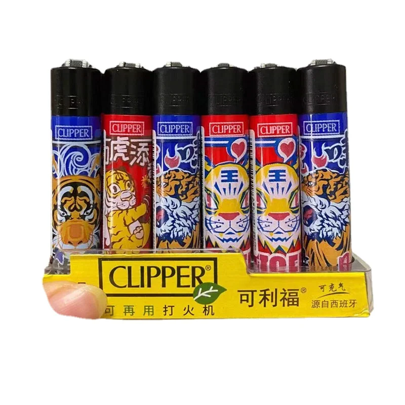 

Spanish Original Clipper Gas Lighter with Personality Pattern Refillable Gas Lighter 4 Pieces Boxed Smoking Set Collection Gift