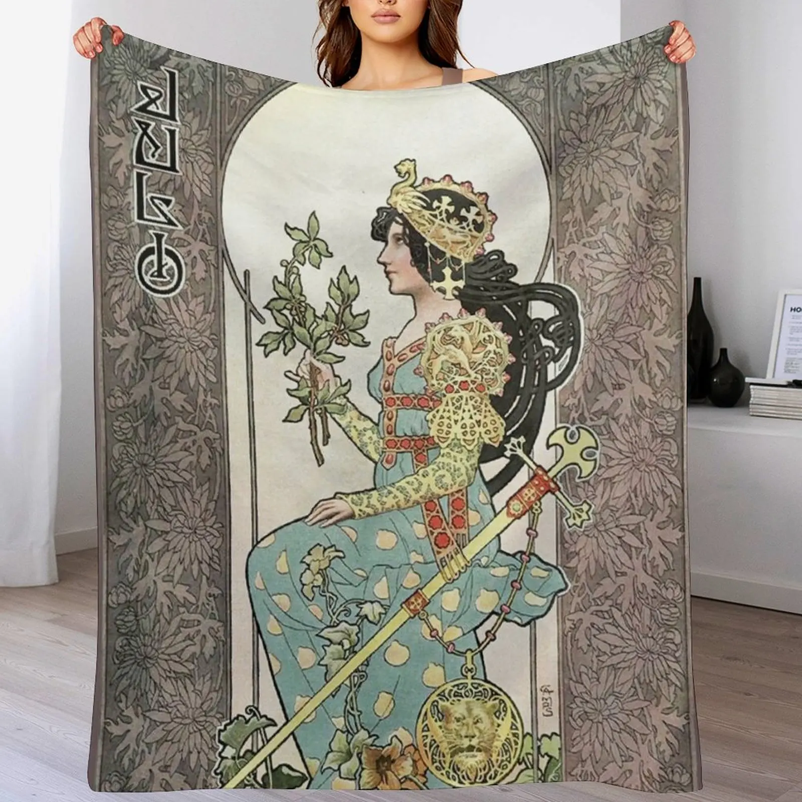 HD. Июль - Календарь Gaspar Camps (1902) ВЫСОКОЕ РАЗДЕЛИЯ Плед Диван Одеяло Фланелевые