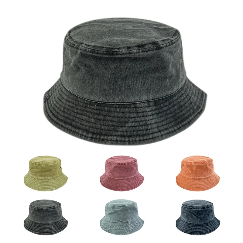 

Washed Denim Bucket Hat Women Fisherman's Hat Bucket Hat Unisex Bob Caps Hip Hop Gorros Men Panama Windproof Bucket Hat Outdoor