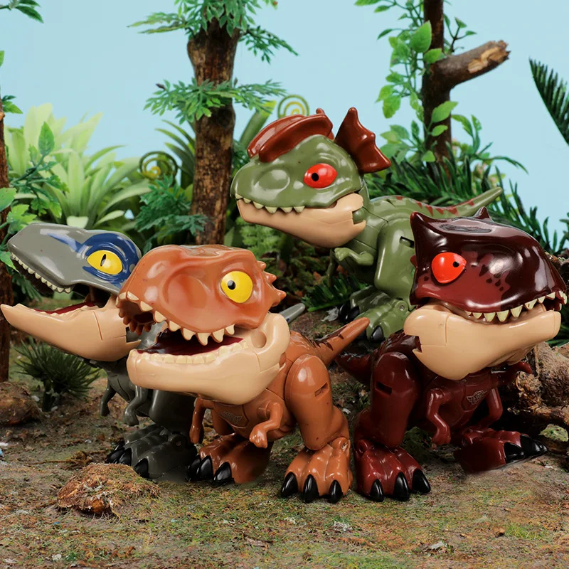 

Cartoon Plastic Transformation Bite Dinosaur On The Finger Robot Block Tricky Tyrannosaurus Wild Animals Dino Figure Toys
