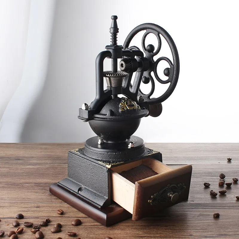 

Retro Big Turning Wheel Hand Mill Coffee Bean Machine Household Grinder Manual Grinding Machine