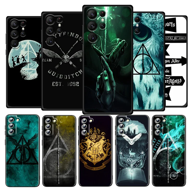 

P-potters Cute For Samsung Galaxy S23 S22 S21 S20 Ultra Plus Pro S10 S9 S8 S7 4G 5G silicone Soft Black Phone Case