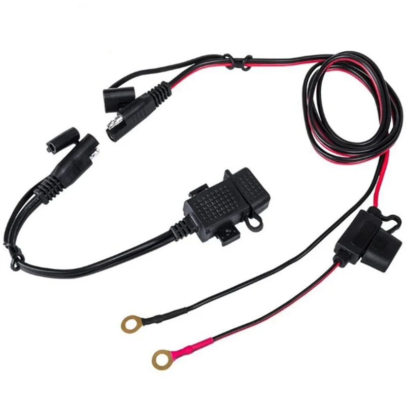 

DIY SAE to USB Cable Adapter Waterproof USB Charger Quick 2.1A Port with Inline Fuse for Motorcycle Cellphone Tablet GPS