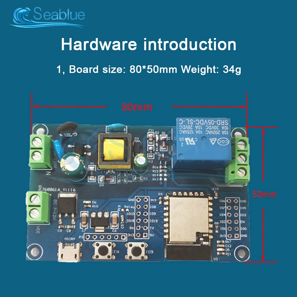 AC 90-250V/DC 7-12V источник питания Wi-Fi Bluetooth BLE 1-канальный релейный модуль/фотомагнитная
