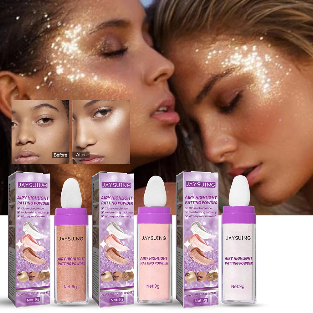 

Airy Highlight Patting Powder Fairy Highlighters Makeup Face Glow Long Lasting Shimmer Powder Waterproof Moisturizing