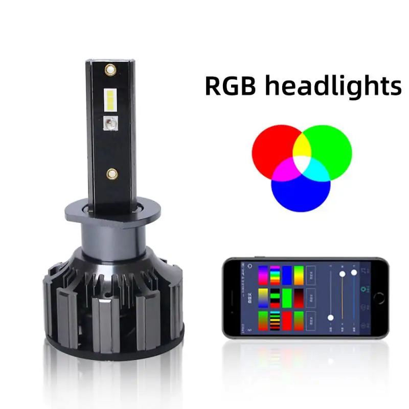 

H7 H11 RGB Colorful LED Headlight APP Voice Control H1 LED Light H3 H4 Led Lights For Car 9005 HB3 6500K Auto Headlamp 12V 24V