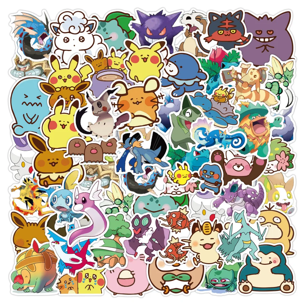 

50 Sheets/Pack Q Version Pet Elf Pikachu Graffiti Stickers Pokemon Waterproof Luggage Notebook Scooter Stickers