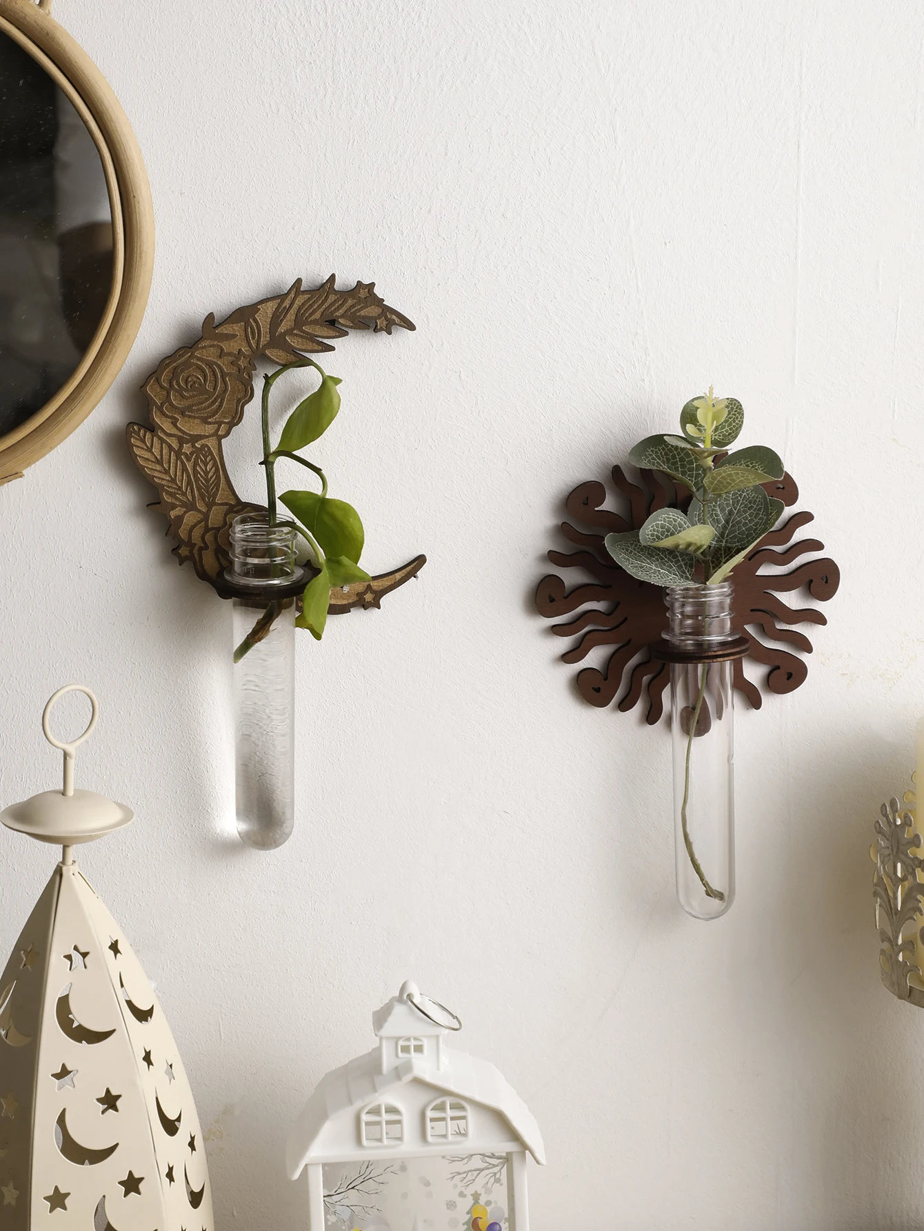 Настенные фермы в форме Солнца и Луны для домашних растений станция