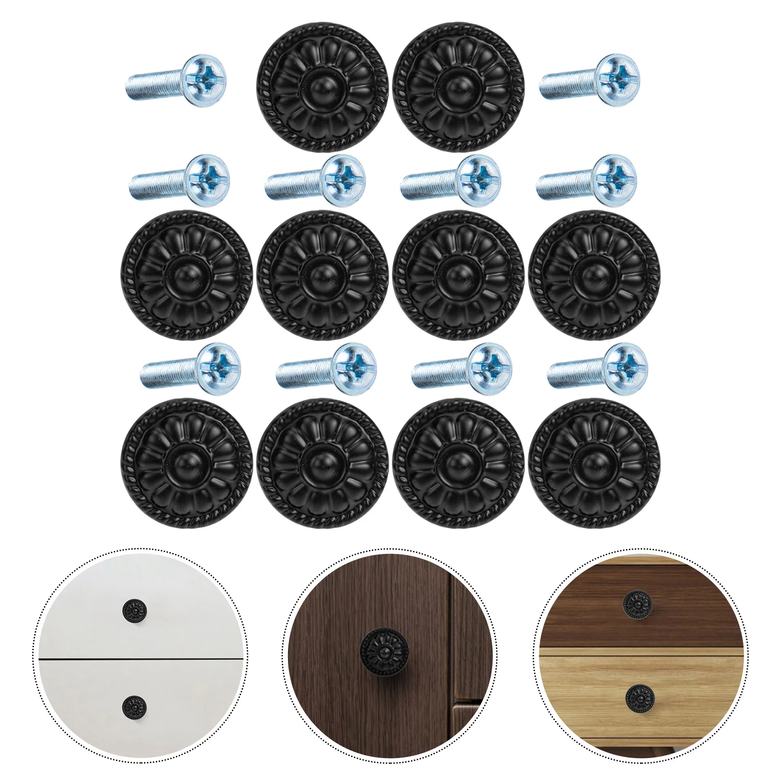 

Knobs Cabinet Furniture Door Handles Cupboarddrawer Knobdresser Handle Round Vintagewardrobe Decorative Black Kitchen Ring