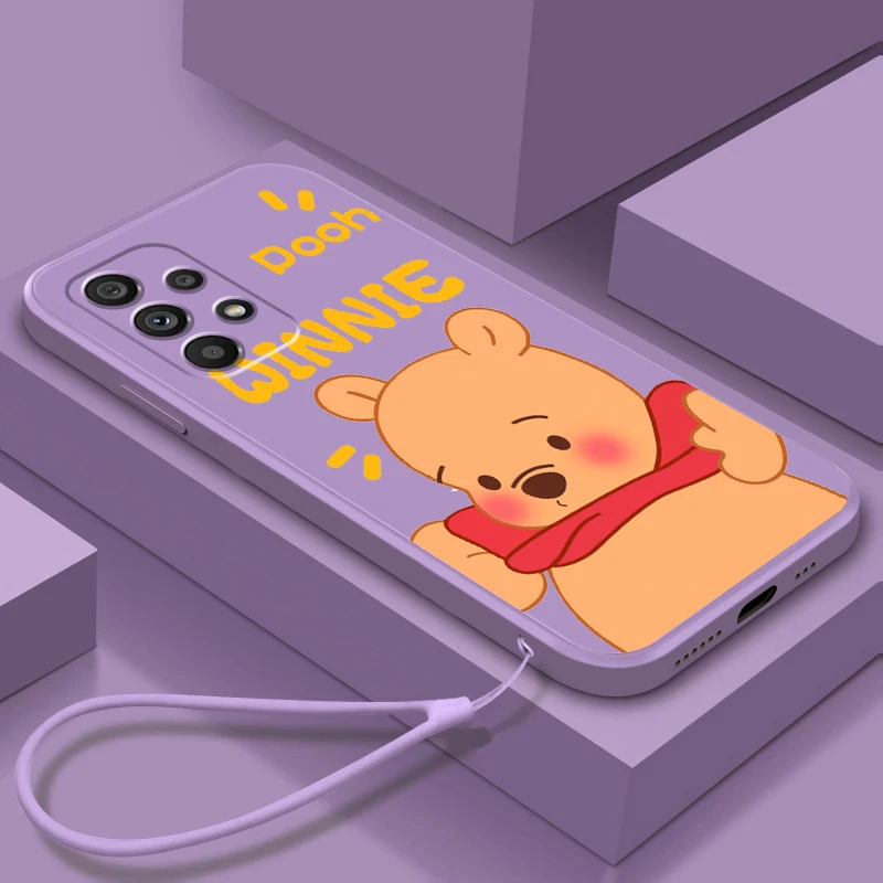 

Phone Case For Samsung Galaxy A73 A53 A54 A34 A14 A13 A03 A03S A72 A52 A32 5G Winnie the Pooh Bear Disney Liquid Rope Cover