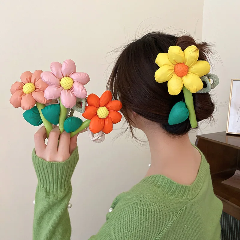 

New Cartoon Fabric Three-Dimensional Barrettes Flower Letter Sweet Large Girl Cute Hair-Catching Headdress forbridal hair tiara