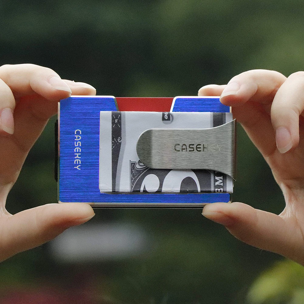 Porta Carte Credito Uomo Business Credit Card Holder Male Blue Metal Wallet Pasjeshouder Purse for Men Minimalist Rfid Luxury