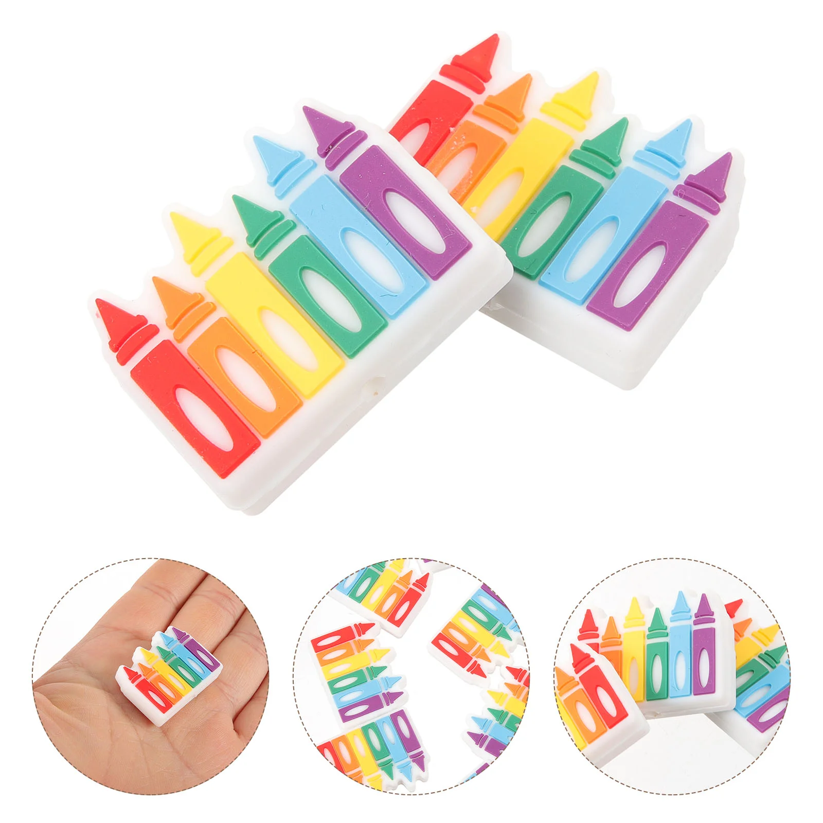 

10 Pcs Accessories Crayons Bulk Keychain Beads Molar DIY Silica Gel Jewelry Decor Baby Cartoon