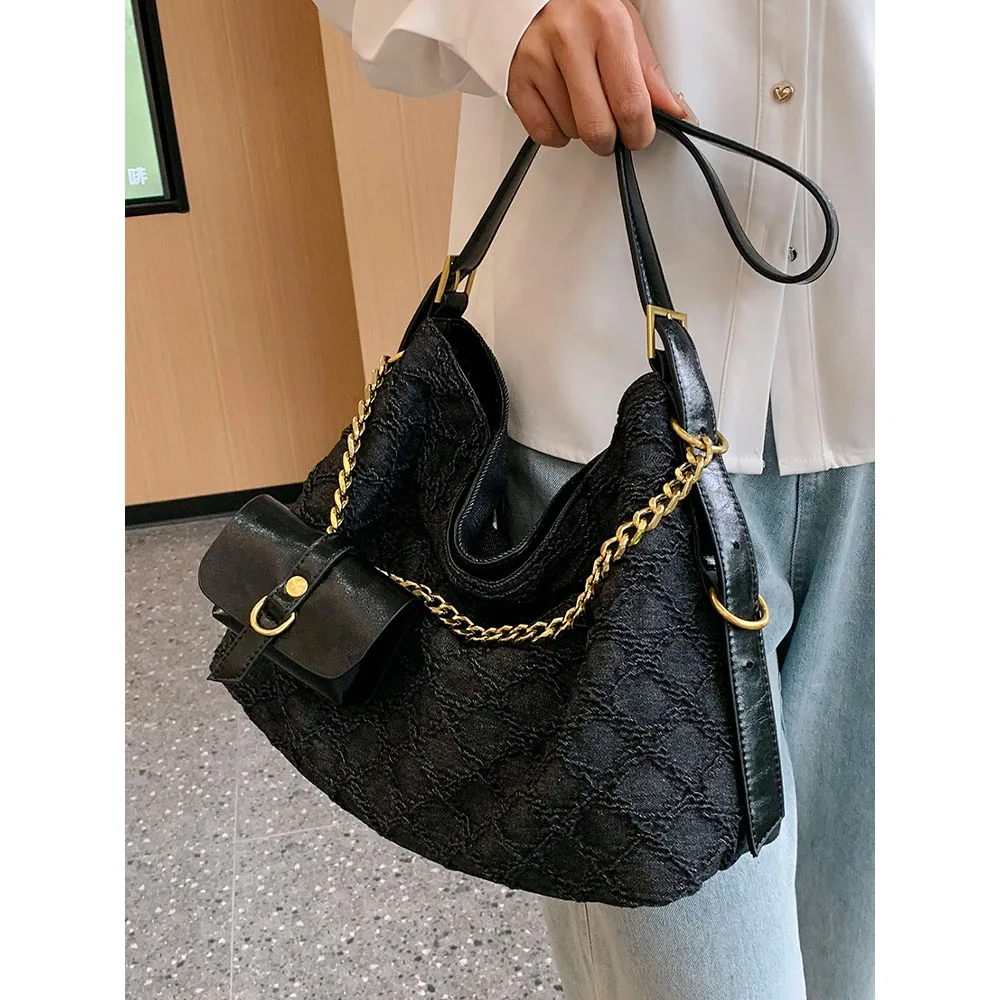 Сумка-тоут женская холщовая в клетку модный саквояж на плечо с принтом