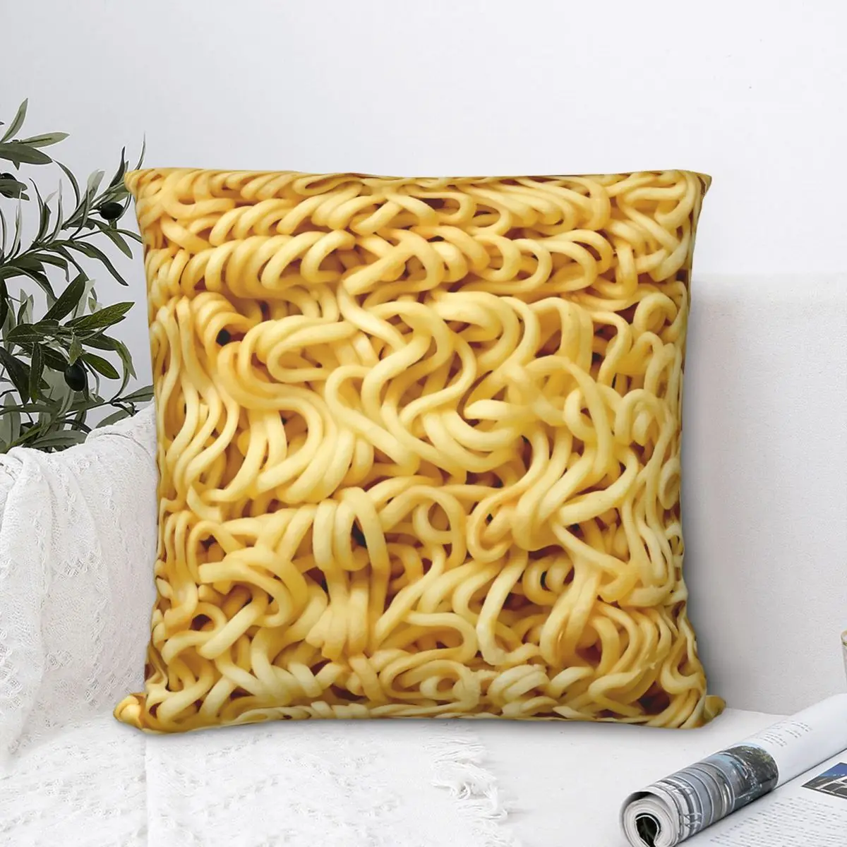 Ramen Design Polyester Cushion Cover Meme For Bedroom Garden Decorative Reusable Hug Pillowcase