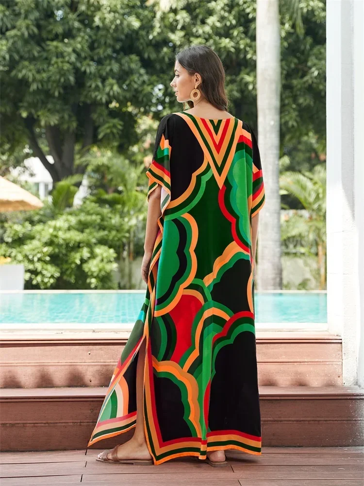 Женское платье с V-образным вырезом и рукавом летучая мышь