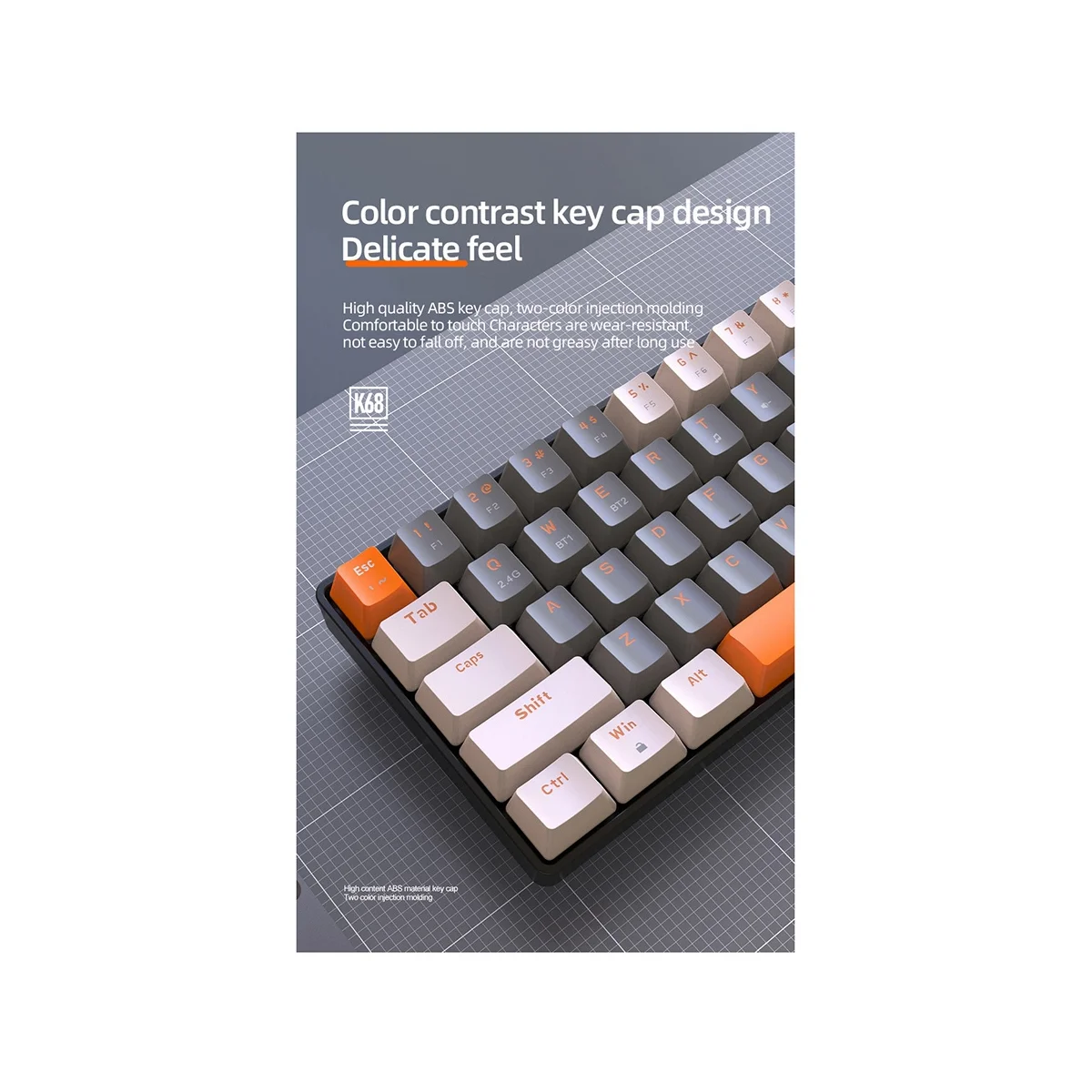 

K68 Gaming Mechanical Keyboard 2.4G Wireless Bluetooth Dual-Mode Mechanical Keyboard Hot-Swappable Mechanical Keyboard D