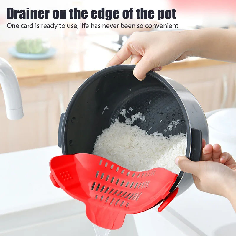 

Силиконовый кухонный ситечко с зажимом, стойка для слива сковородок, воронка для чаши, риса, пасты, овощей, дуршлаг для мытья, излишки жидкос...