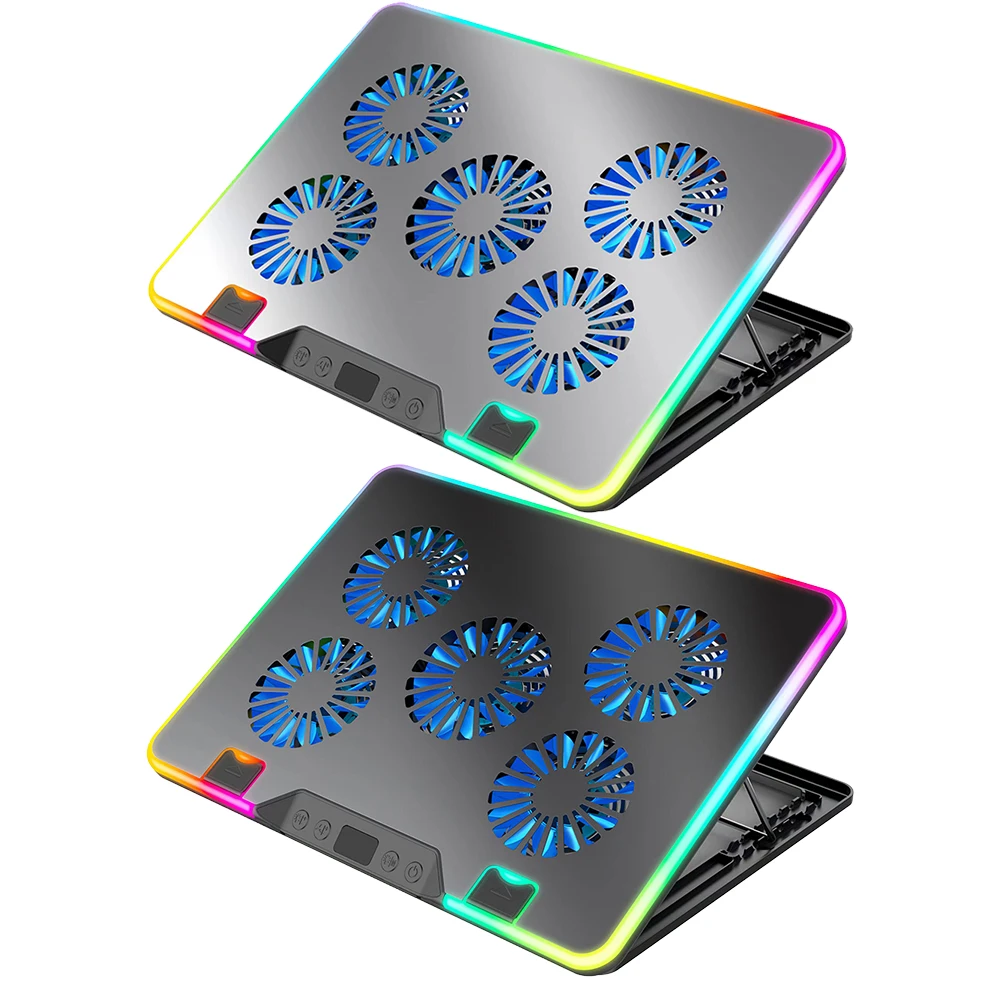 Laptop Cooling Pad Height Adjustable Cooler 2 USB Ports Notebook for 11-17.3in Computer PC Gaming