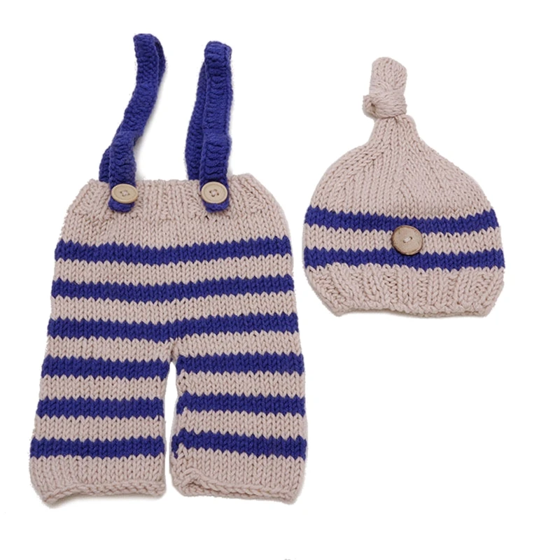 

2Pcs/Set Newborn Costume Infant Bodysuit and Hat Striped Skin Friendly Newborn