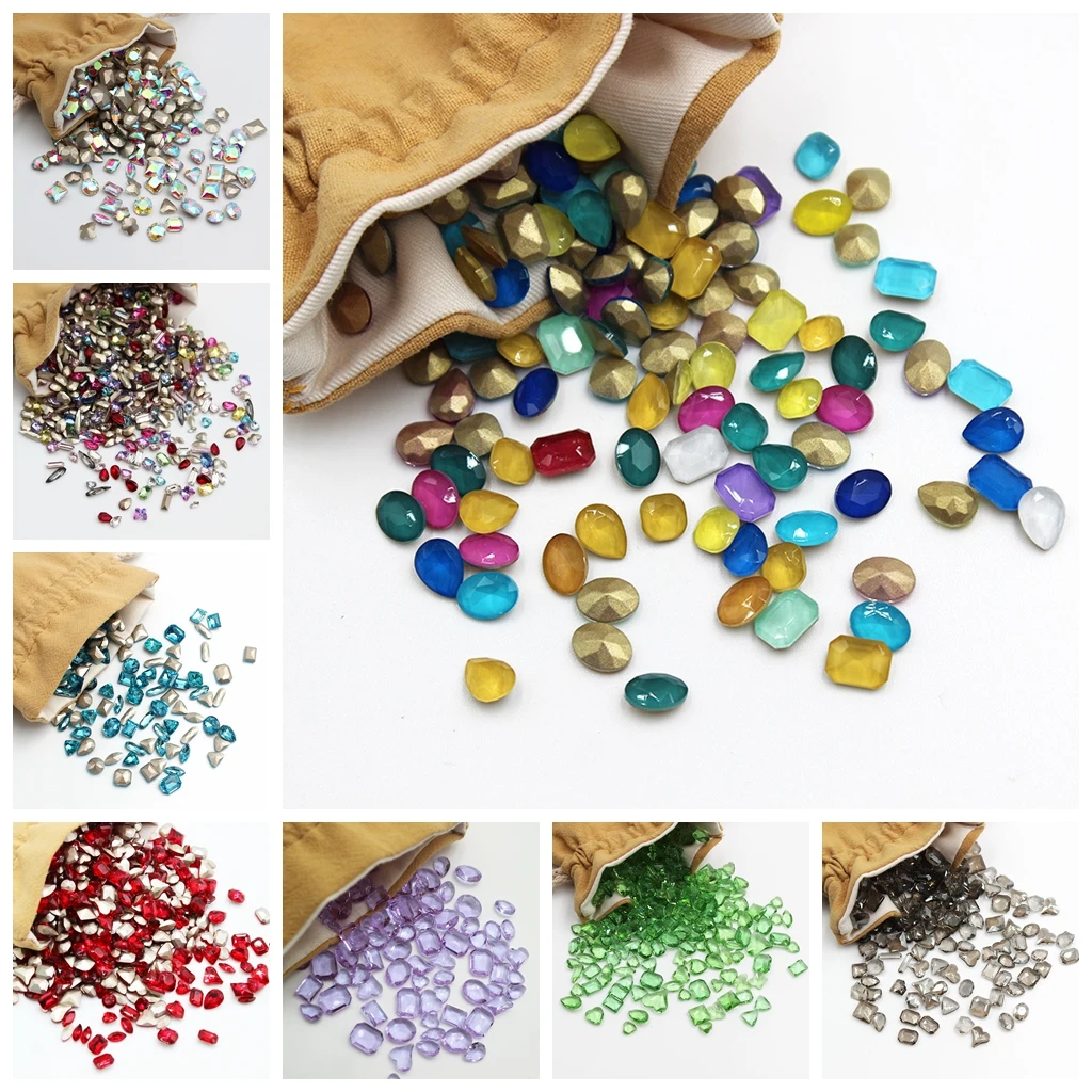 

50PCS Mix Shapes Various Colors Sparkle K9 Crystal Diamonds Glass Nail Art Rhinestones Jewelry Decorations Manicure Ornaments