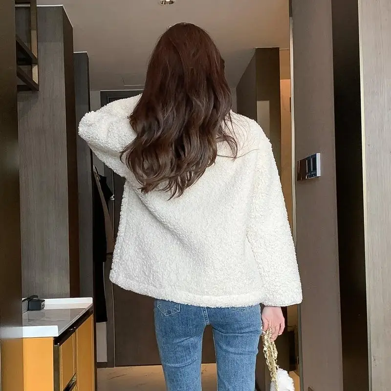 Lamb Wool Coat Women's Small Autumn and Winter All-match 2022 New Style Plus Velvet Thick Coat Mid-length Loose Tide Fur Jacket